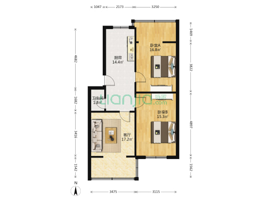 青华路20号 2室1厅1卫 74平方