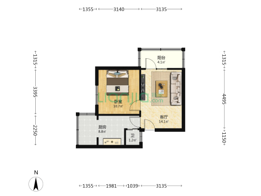 石洞坡巷3号 1室1厅1卫 49平方