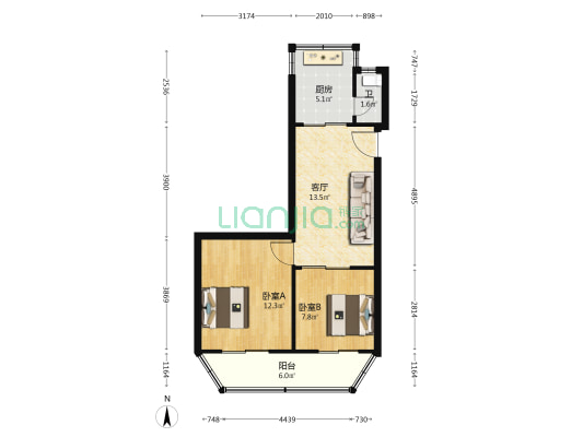 观水路43号 2室1厅1卫 44平方