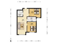 高铁新干线 2室1厅 南-涿州高铁新干线户型图