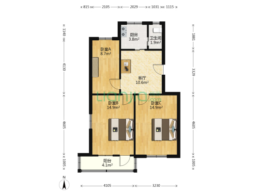 中山北路363号 3室1厅1卫 78平方