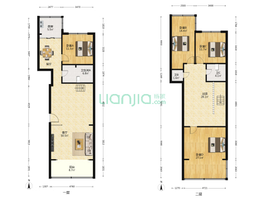万盛花园 4室1厅3卫 241平方