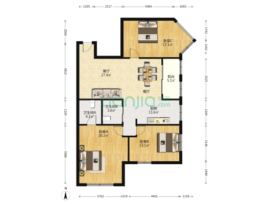 福安大厦(静安) 3室1厅2卫 143平方