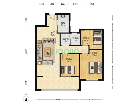 和信·汉阳学府 3室1厅2卫 97平方