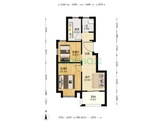 文庭景苑四期 2室1厅1卫 60平方