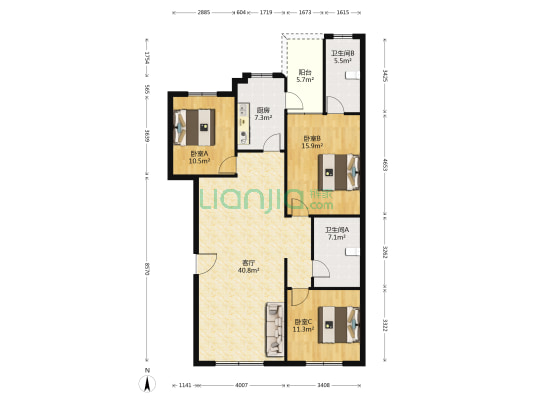 天河秀苑 3室1厅2卫 112平方