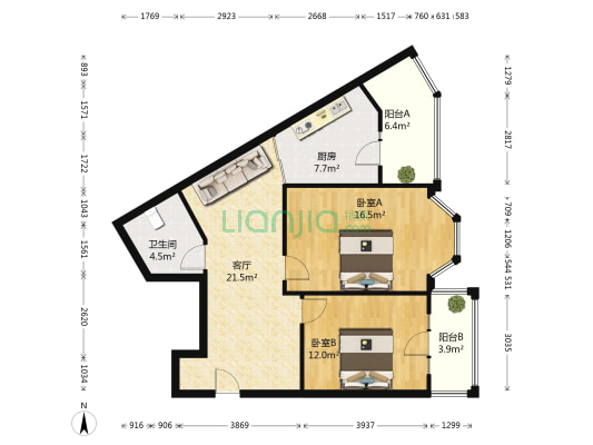 龙职师苑 2室1厅1卫 105平方