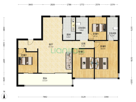 保利阅云台 4室1厅2卫 143平方