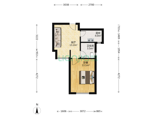 福泰园 1室1厅1卫 54平方