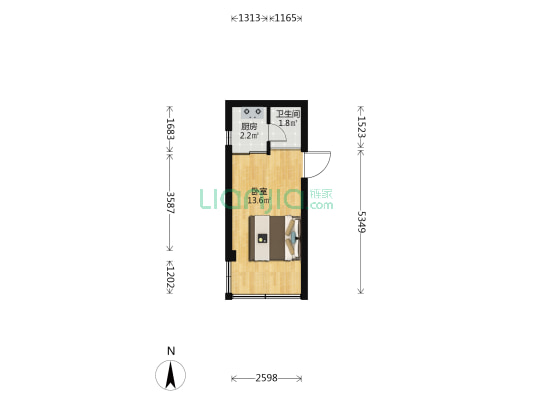 大学路大厦 1室0厅1卫 22平方