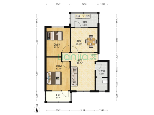电厂东院 2室2厅1卫 79平方