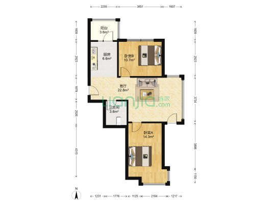 新龙城·金榜园 2室1厅1卫 83平方
