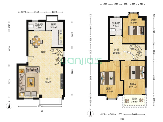 集美中心花园 3室1厅2卫 130平方