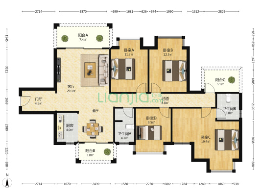 邕熙华府 4室1厅2卫 142平方