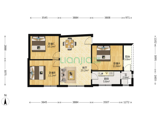 商业街左一街 3室1厅1卫 78平方