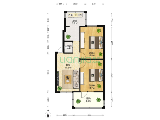 大观路234号 2室1厅1卫 55平方