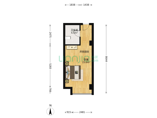 新合作城市广场 1室0厅1卫 46平方