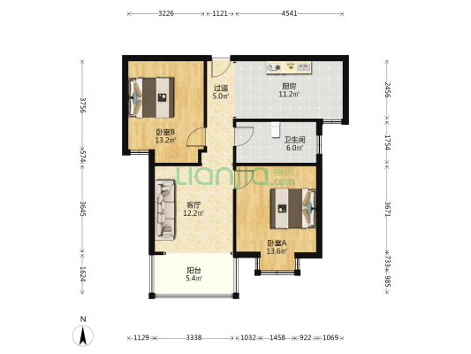 东景花苑 2室1厅1卫 90平方