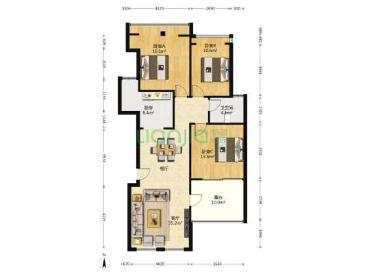 彼岸一区 3室1厅1卫 97平方