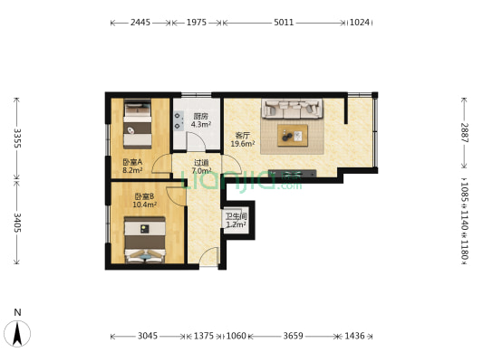财政厅家属院（东岗东路） 2室1厅1卫 85平方
