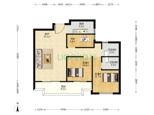 瓯屿名邸 3室1厅2卫 110平方