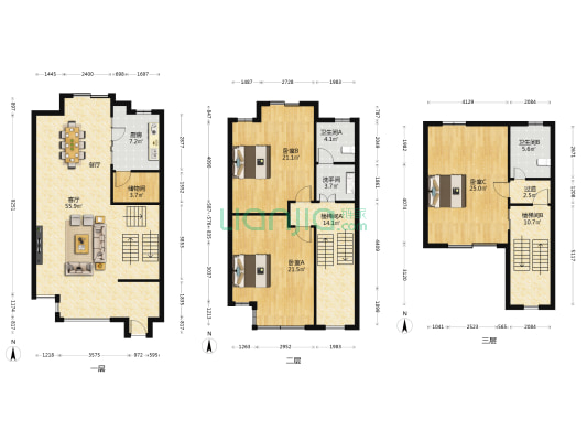 虹山半岛别墅 3室1厅3卫 206平方