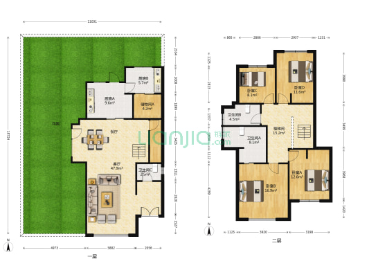 万科红郡 4室1厅3卫 188平方