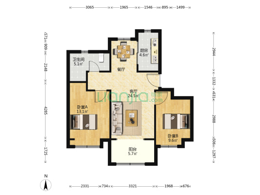 海信文墨里 2室1厅1卫 88平方