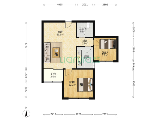 车宋社区 2室1厅1卫 84平方