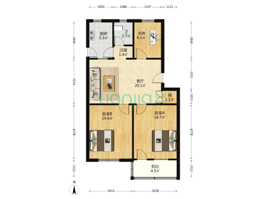 人民西路24号 3室1厅1卫 84平方