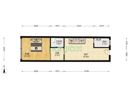 富丽园物流中心 1室1厅1卫 62平方