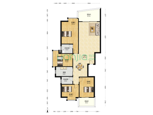 瑞祥大厦 4室1厅2卫 154平方