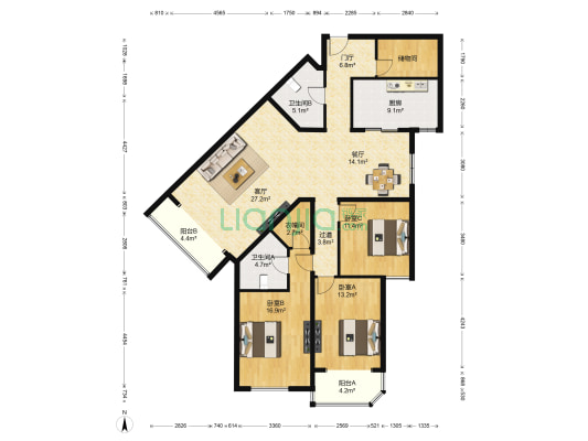 远大园三区 3室2厅2卫 170平方
