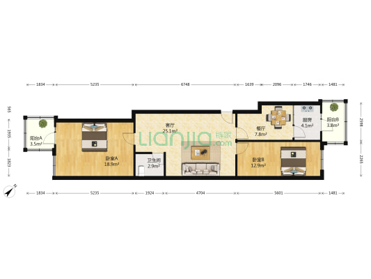 和兴路 2室2厅1卫 74平方