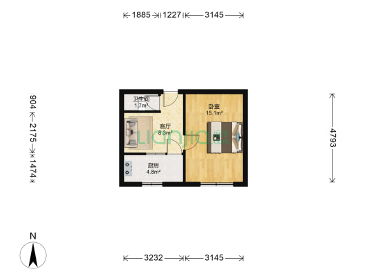 中辐院西小区 1室1厅1卫 41平方
