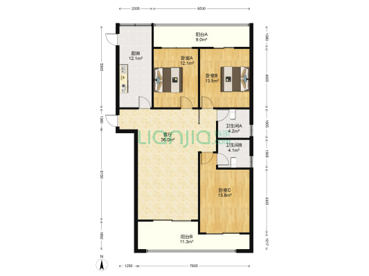 翡翠公馆 3室1厅2卫 144平方