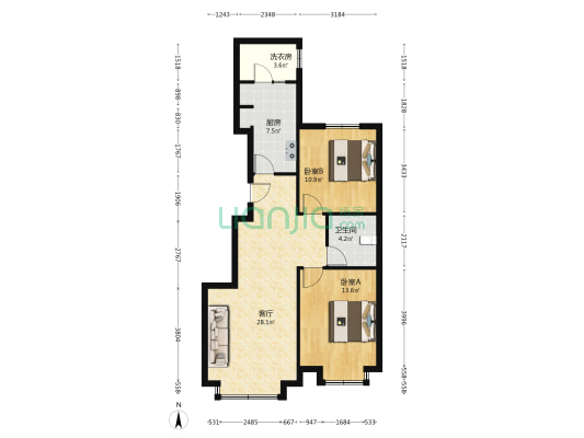 恒大北湖印象 2室1厅1卫 97平方