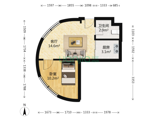 八一路小区 1室1厅1卫 47平方
