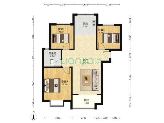 业主诚心出售，采光视野好无遮挡，随时看房-户型图