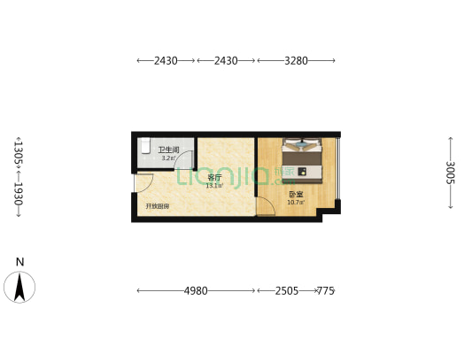 森林橙堡 1室1厅1卫 39平方