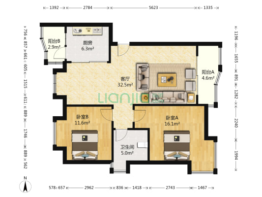 丰泽湖山庄 2室1厅1卫 83平方