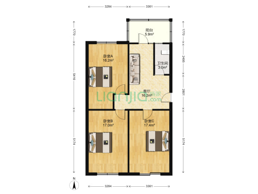 市委党校家属楼 3室1厅1卫 84平方