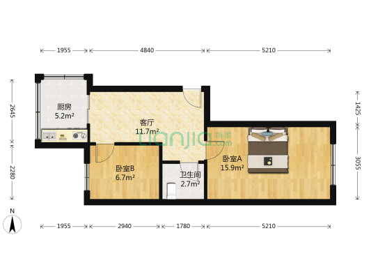 香木街 2室1厅1卫 51平方