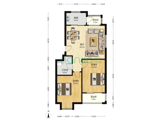 即发金色荔园 2室1厅1卫 85平方