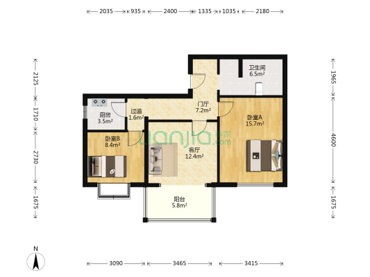 南湖佳苑 2室1厅1卫 84平方