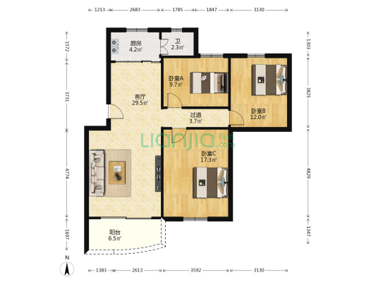 兴华楼 3室1厅1卫 100平方