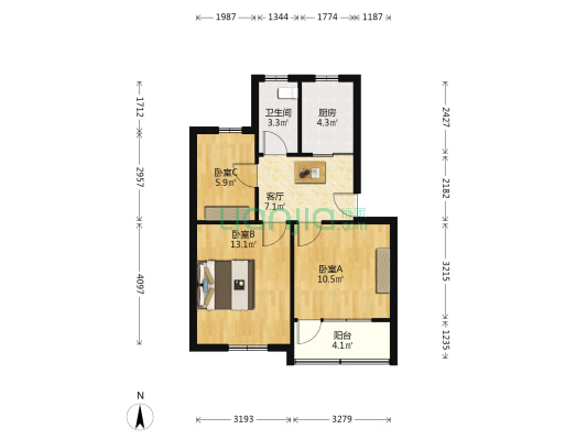 浙大新村 3室1厅1卫 57平方