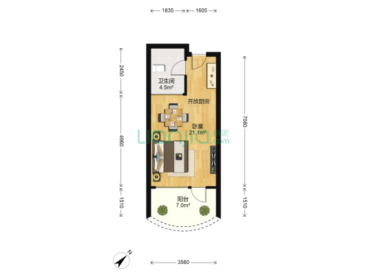 湾里区恒茂森林海 1室0厅1卫 43平方
