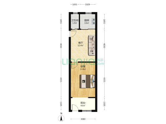 大和弄 1室1厅1卫 41平方