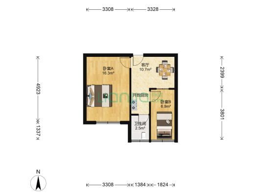 39中太阳街 2室1厅1卫 46平方